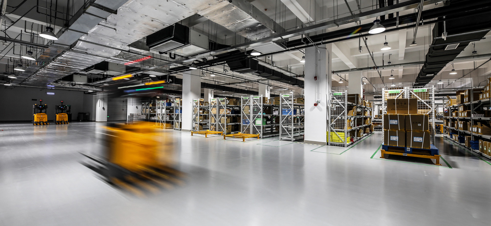 Modern automation of warehouse production in China.